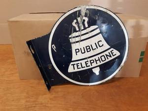 Vintage Public Telephone Flange Sign