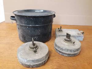 3 Galvanized Oil Lamps And Canning Pot