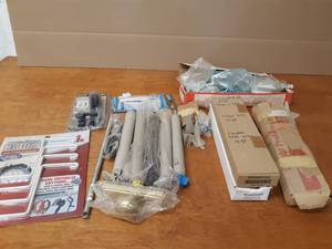 Large Lot of Storm Door Parts (Closers, Handles etc.) and Storage Hooks