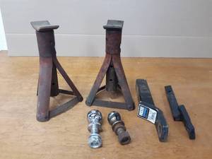 Lot of Jack Stands, Receiver Hitches and More