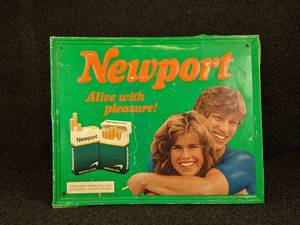 Newport Cigarettes 1986 Embossed Tin Sign