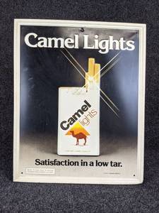 Camel Lights Cigarettes 1978 Embossed Tin Sign
