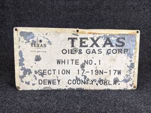 Vintage Texas Oil & Gas Corp. Heavy Tin Sign