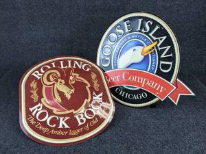Rolling Rock Bock & Goose Island Embossed Tin Signs