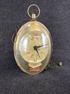 Vintage Budweiser Convex Hanging Light  Clock