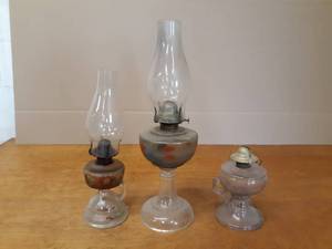 Lot of 3 Vintage Oil Lamps
