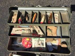 lot 122 image: Vintage Tackle Box With Vintage Tackle