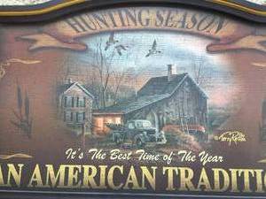 lot 185 image: Terry Redlin Hunting Season Wall Hanging