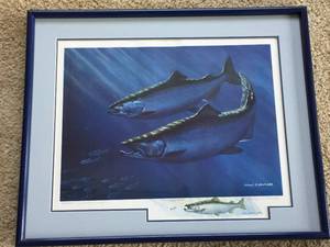 lot 186 image: Virgil A. Beck A Pair Of Chinook Salmon  Signed Artists Proof