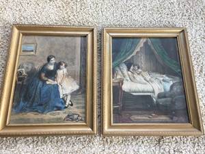 lot 228 image: 2 Vintage Mother and Daughter Framed Art Pieces
