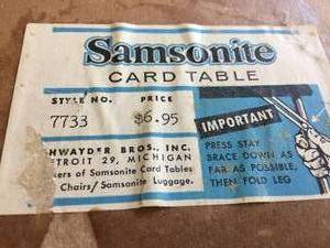 lot 263 image: Vintage Samsonite Folding Table and Three Chairs