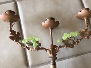 lot 272 image: 2 Brass Grapevine Themed Candle Holders Made In France