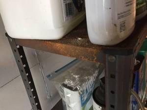 lot 278 image: Chemical Lot Includes a 5 Shelf Metal Storage Rack