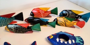 lot 17 image: Painted Carved Wood Fish