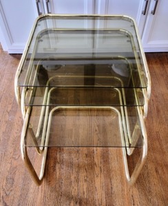 lot 29 image: Vintage Glass Topped Nesting Tables