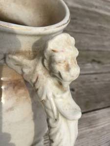 lot 354 image: Vintage Floral Pitcher With Lions Head Handle