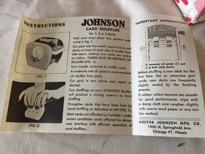 lot 378 image: Vintage Johnson Card Shuffler