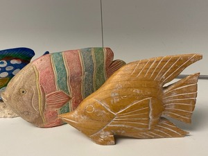 lot 158 image: Hand Painted Fish Carvings