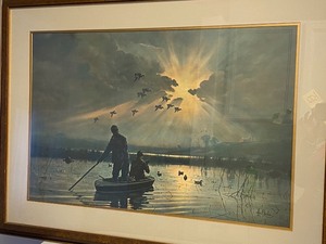 lot 209 image: Les Kouba Daybreak In Marshes Framed Art
