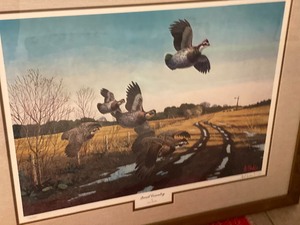 lot 217 image: Les Kouba Quail Country Framed Art