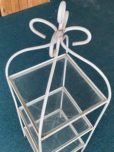 lot 326 image: White Iron Shelving Piece With Three Glass Shelves