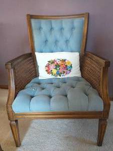 Upholstered Cane Arm Chair