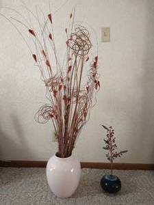Two Vases With Fake Plants
