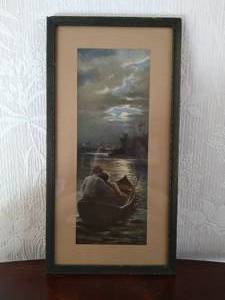 Vintage Framed Mooning Artwork