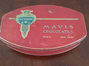 Vintage Mavis Chocolates Metal Tin