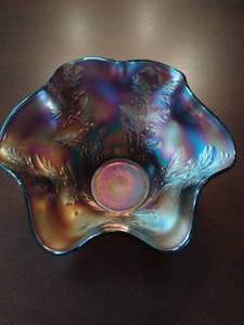 Carnival Glass Folded Rim Glass Bowl