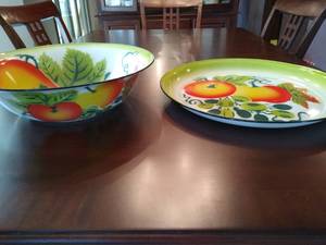 Two Vintage Enamelware Dishes
