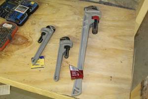 Lot of (3) Pipe Wrenches - Irwin 10 (x2), Husky Aluminum 24 (x1)