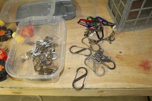 Lot of (Approximately 20) S-Biners, Hooks (in plastic tub)