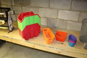 Lot of (32) Plastic Storage Bins