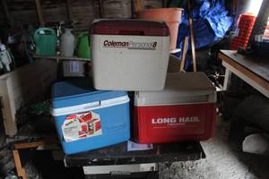 Lot of (3) Coolers - Coleman Personal 8, Coleman Long Haul Trucking, Rubbermaid 10 12-Can 2.5 Gallon