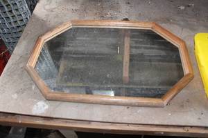 Wood Octogon Framed Wall Mirror 23Wx15H
