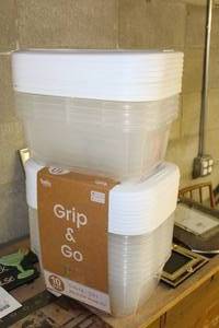 Lot of (Approximately 14) Plastic Storage Containers 6.25qt