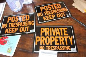 Lot of (3) Metal Signs - Posted No Trespassing (x2), Private Property (x1)
