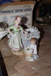 Lot of (2) Table Figurines - Woman, Child