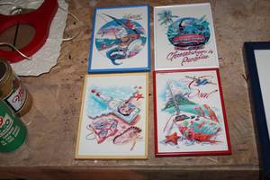 Lot of (4) Beach Scenes Framed Wall Art 5Wx7H
