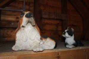 Lot of (2) Dog Statues - Basset Hound, Boston Terrier