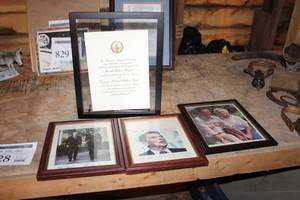 Lot of (3) Autographed Presidential Framed Wall Art - ReaganMcCain, Reagan, BushMrs. Bush  with Reagan Inauguration Invitation Framed Under Glass