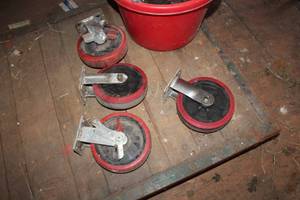 Lot of (4) Large Caster Wheels Fixed Base