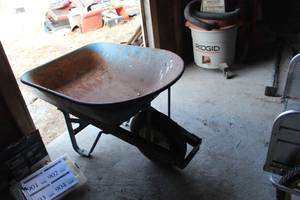 Steel Wheelbarrow with Wood Handles and Rubber Tire
