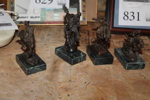 Lot of (4) Metal Horse Riders Table Figures 5H