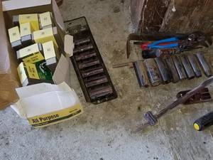 Hand Tools, Sanding Blocks, Socket Set, Pry Bar, Slip Lock Pliers, Screwdrivers, Misc. Tools