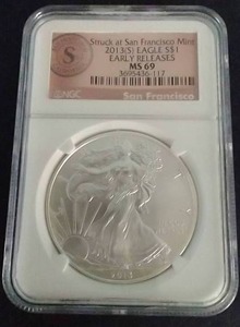 lot 374 image: 2013 American Silver Eagle - MS69