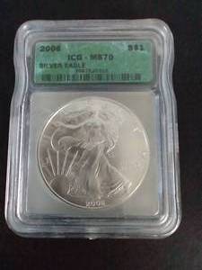 lot 381 image: 2006 American Silver Eagle - MS70