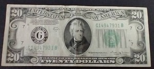 lot 386 image: 1934 B $20 Note