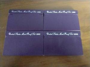 lot 390 image: 4 U.S. Proof Sets - 1988, 89, 92, 93
